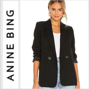 Anine Bing Madeline Blazer wool blend black oversized XS